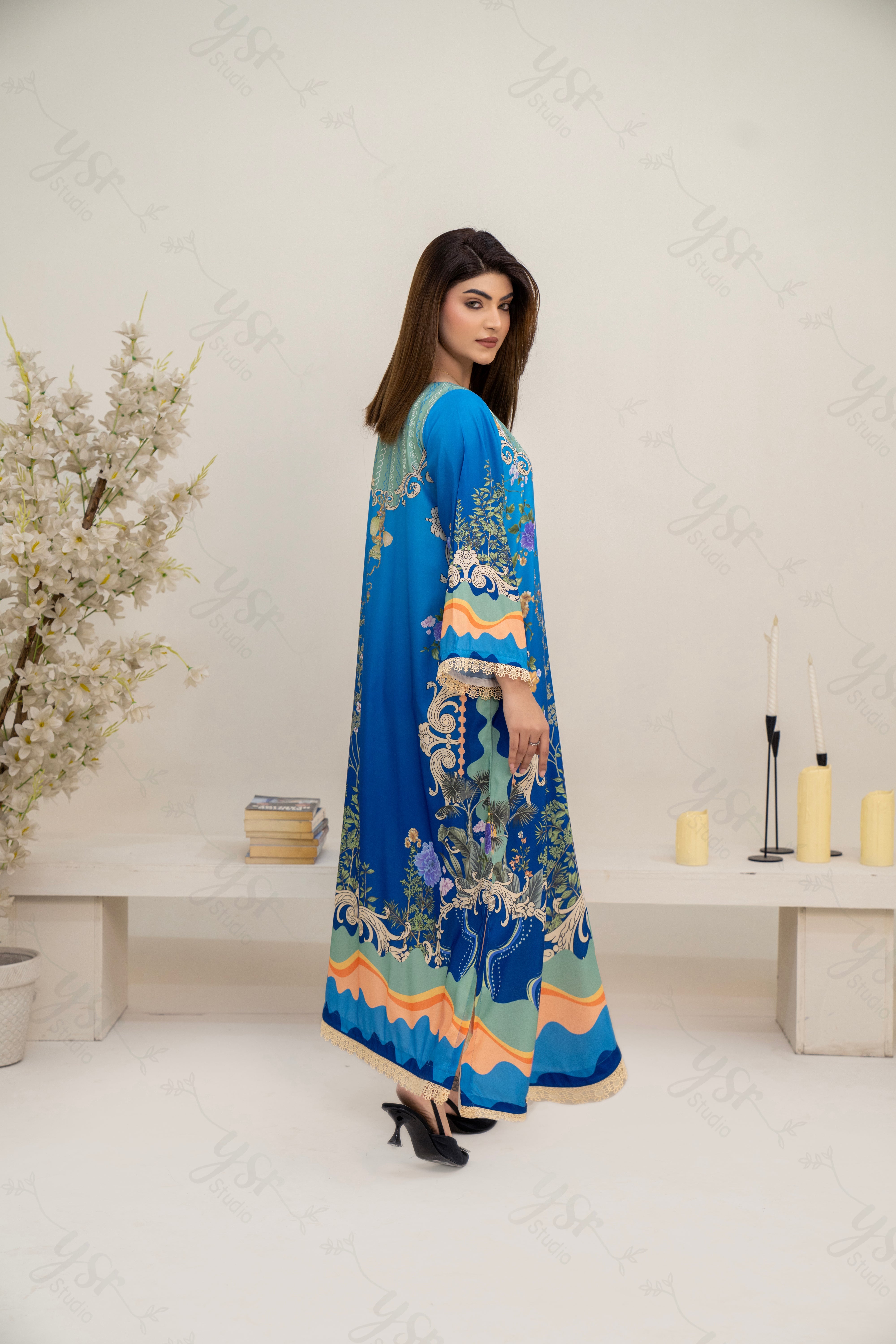 HDI Blue Combination Kaftaan Shirt